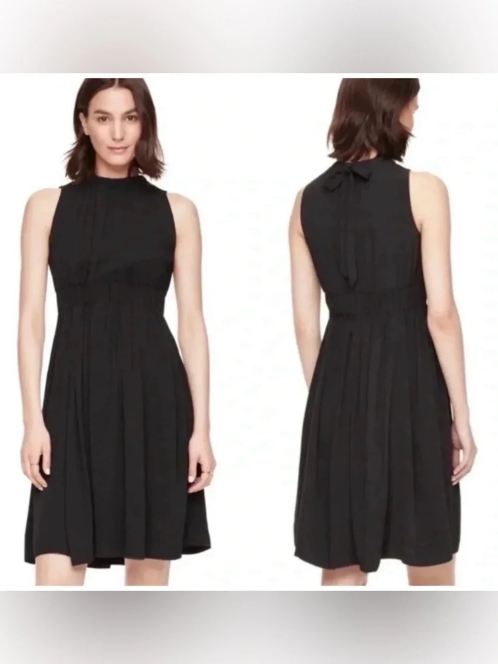 New - Kate Spade crepe tie back dress in black with side pockets - Picture 2 of 5
